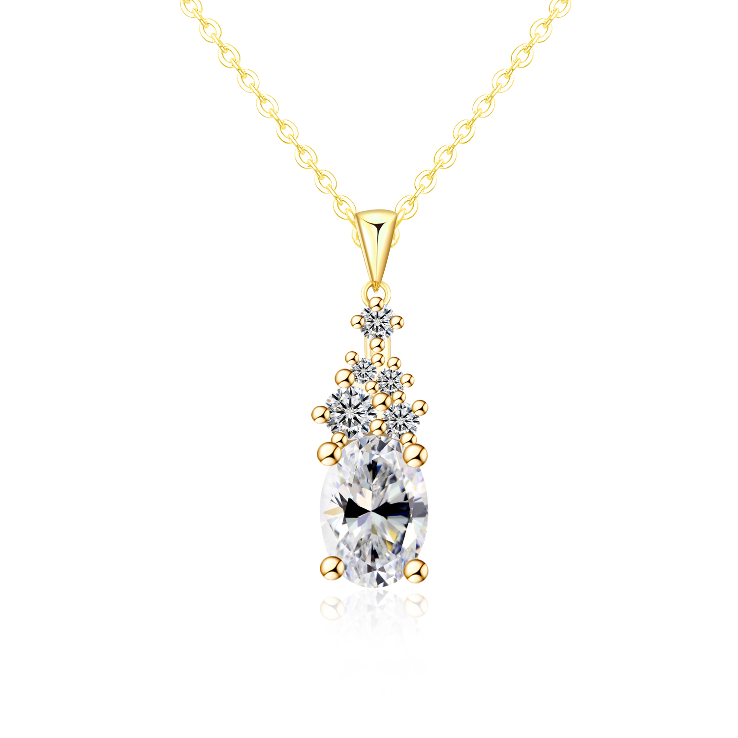 Olivie Stříbrný náhrdelník 1ct MOISSANITE GOLD 9824 Ag 925; ≤2,6 g.