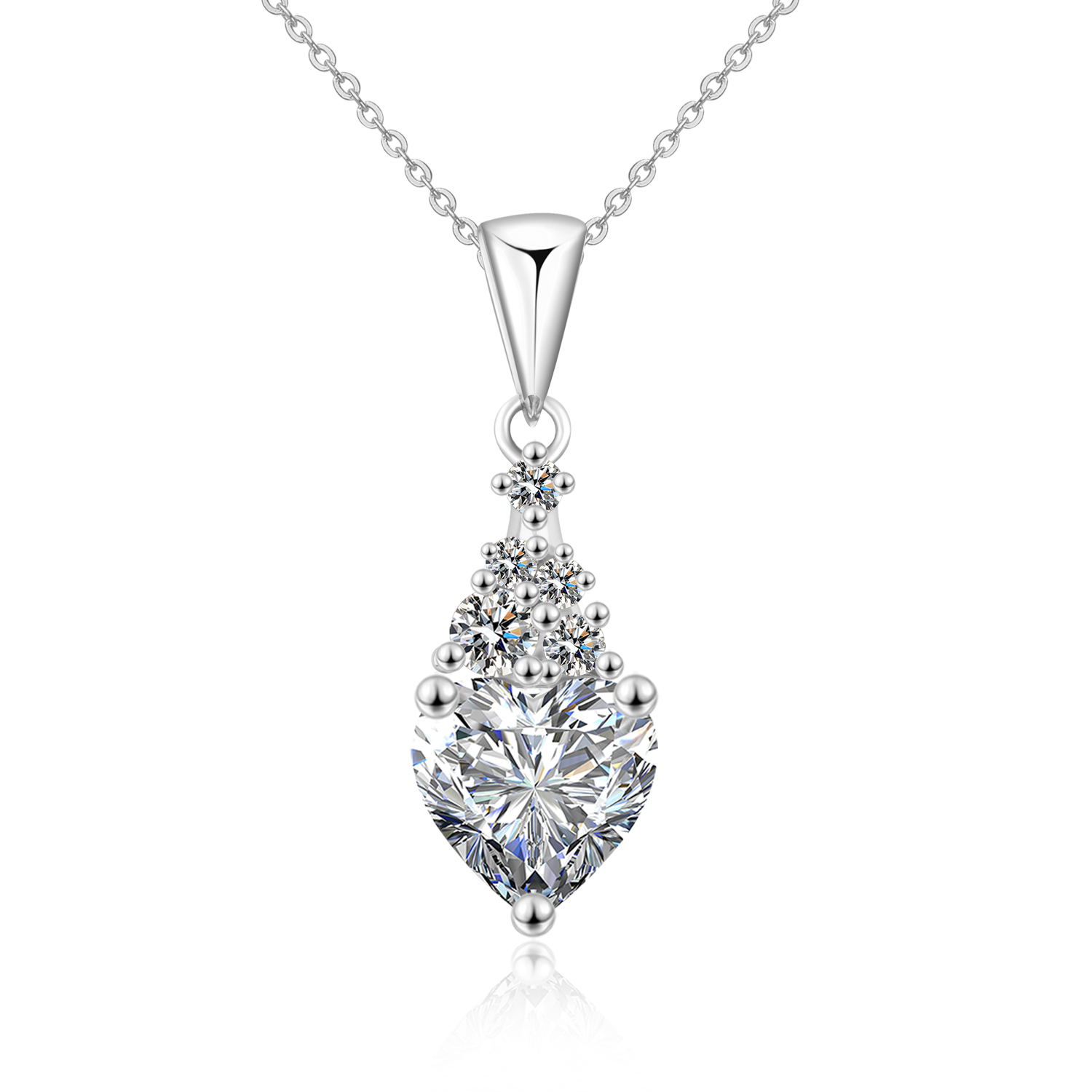Olivie Stříbrný náhrdelník 1ct MOISSANITE SRDCE 9827 Ag 925; ≤2,5 g.