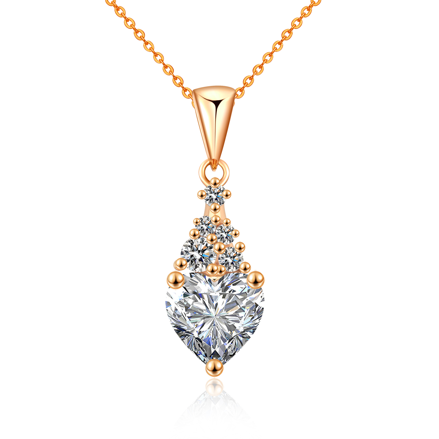 Olivie Stříbrný náhrdelník 1ct MOISSANITE SRDCE ROSE 9829 Ag 925; ≤2,5 g.
