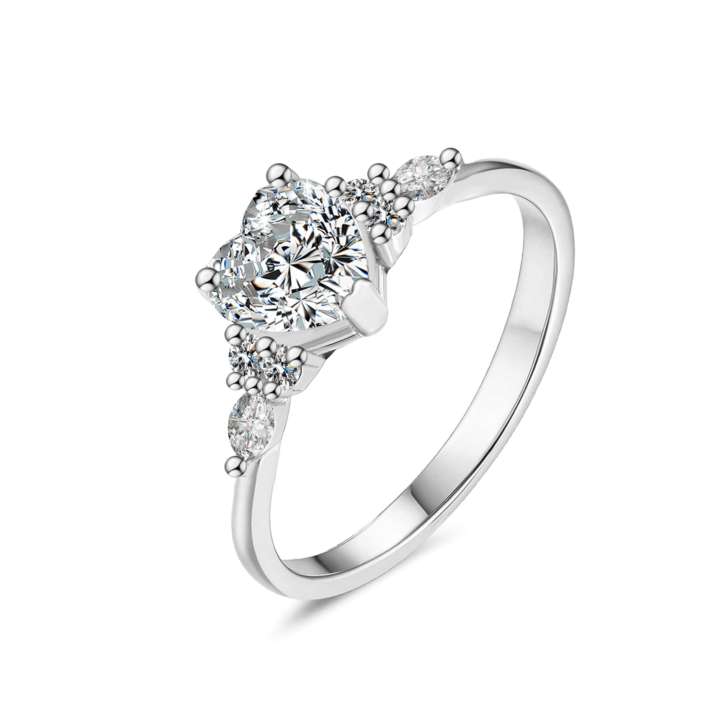 Olivie Stříbrný prsten MOISSANITE SRDCE 9836 Velikost prstenů: 7 (EU: 54-56) Ag 925; ≤1,9 g.