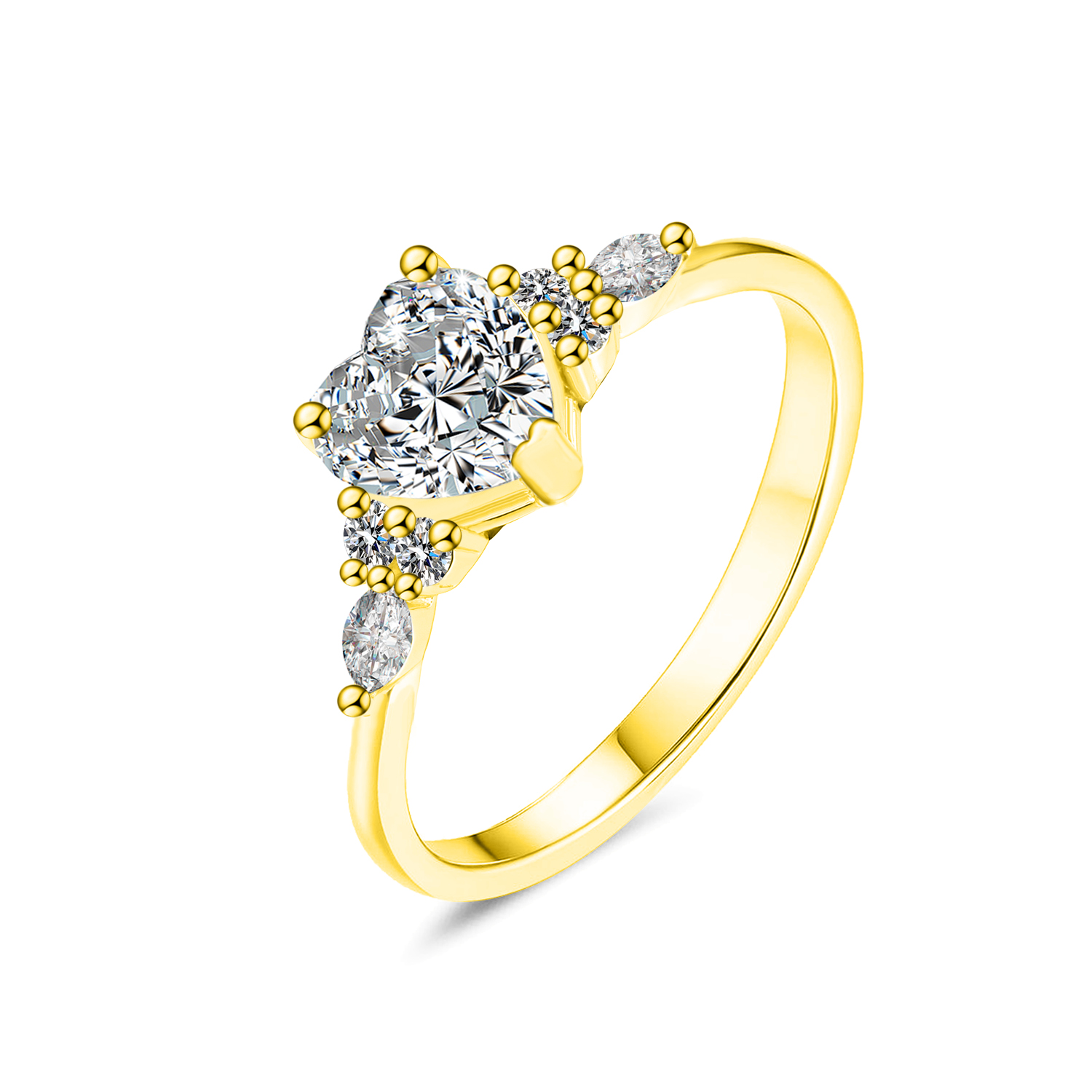 Olivie Stříbrný prsten MOISSANITE SRDCE GOLD 9837 Velikost prstenů: 6 (EU: 51-53) Ag 925; ≤1,9 g.