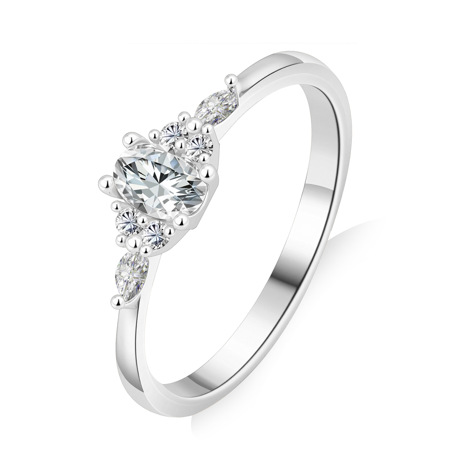 Olivie Stříbrný prsten MOISSANITE 9839 Velikost prstenů: 6 (EU: 51-53) Ag 925; ≤1,5 g.