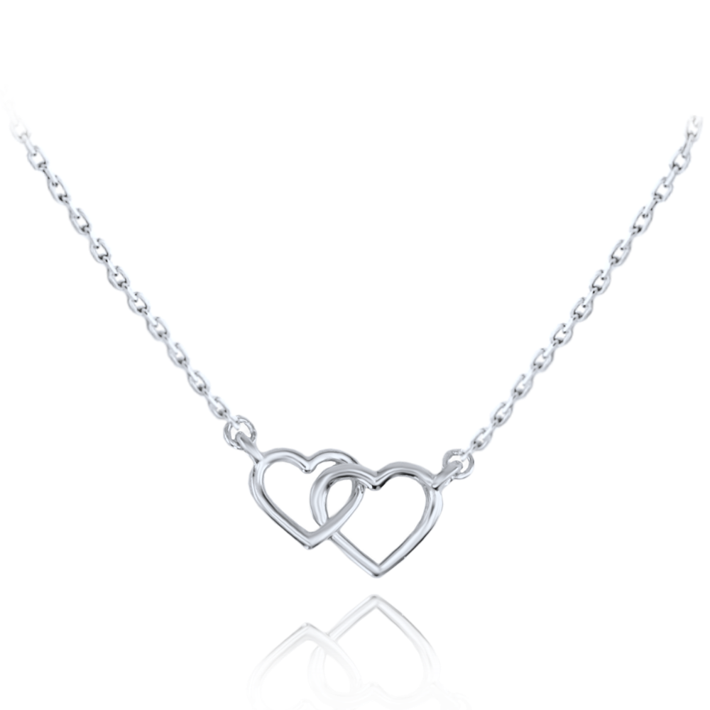 MINET Zlatý náhrdelník z bílého zlata se srdíčky Au 585/1000