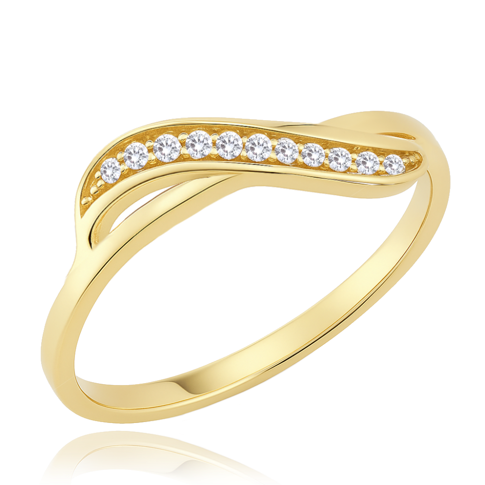 Olivie MINET Luxusní zlatý prsten s bílými zirkony Au 585/1000 Velikost prstenu:: 61, Hmotnost (g): 1,4