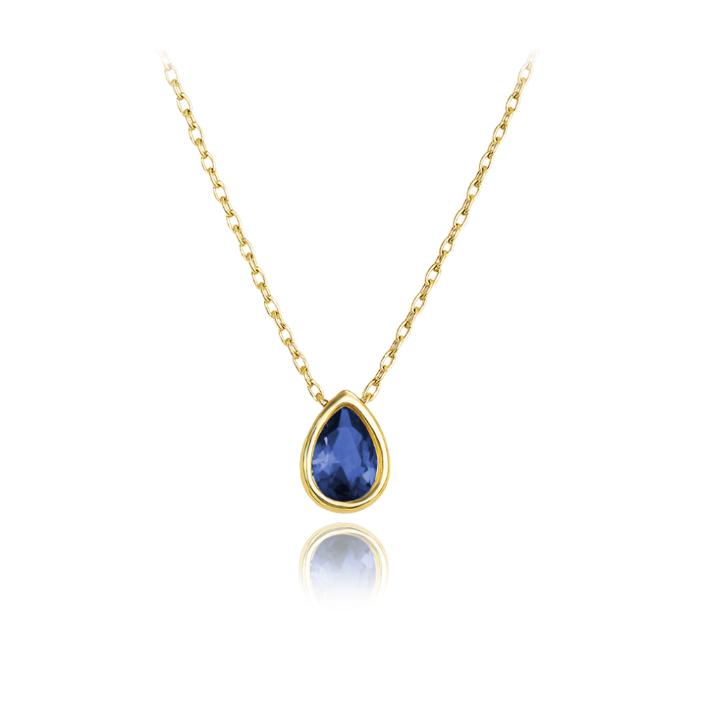 MINET Elegantní zlatý náhrdelník s tmavě modrým zirkonem Au 585/1000
