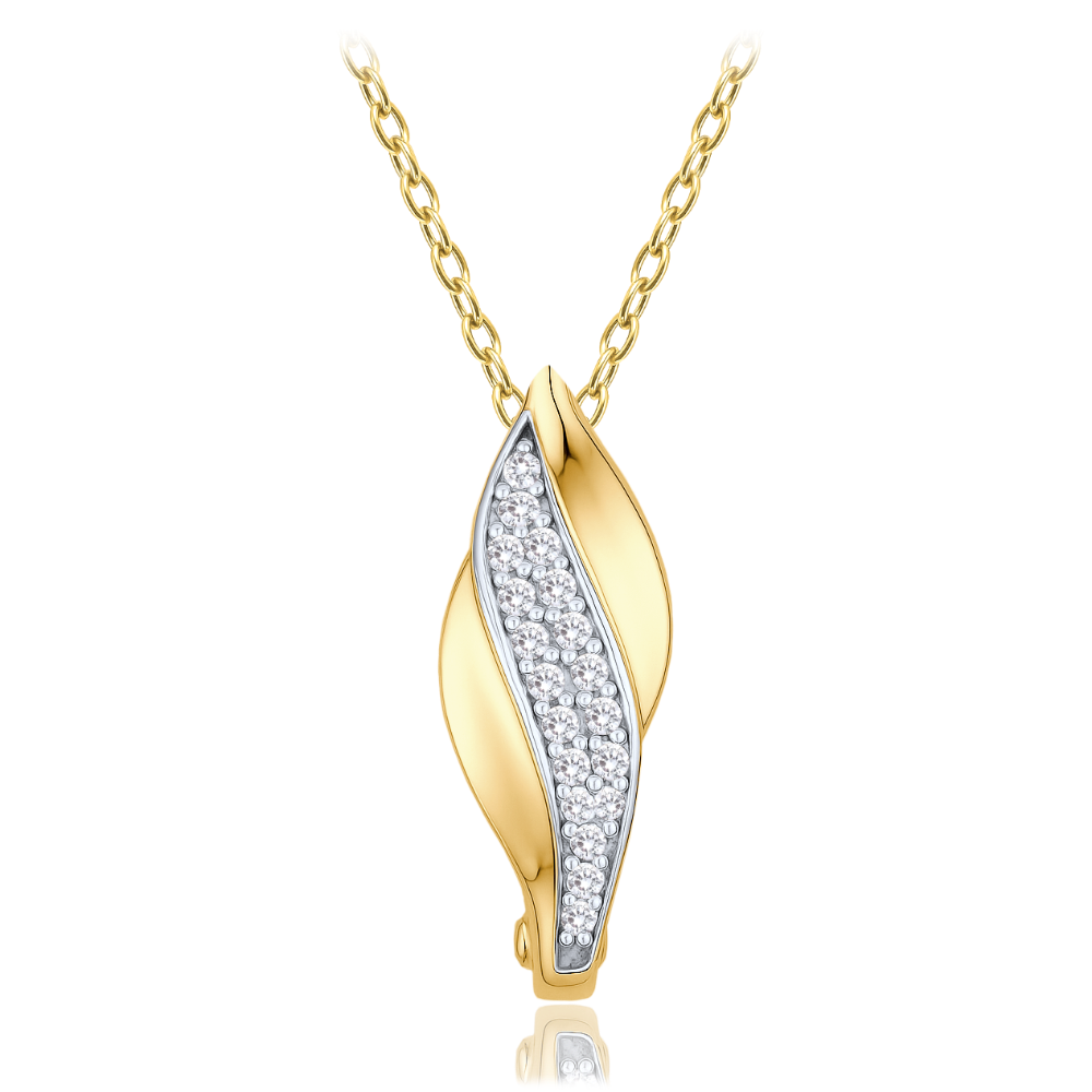 MINET Elegantní zlatý náhrdelník s bílými zirkony Au 585/1000