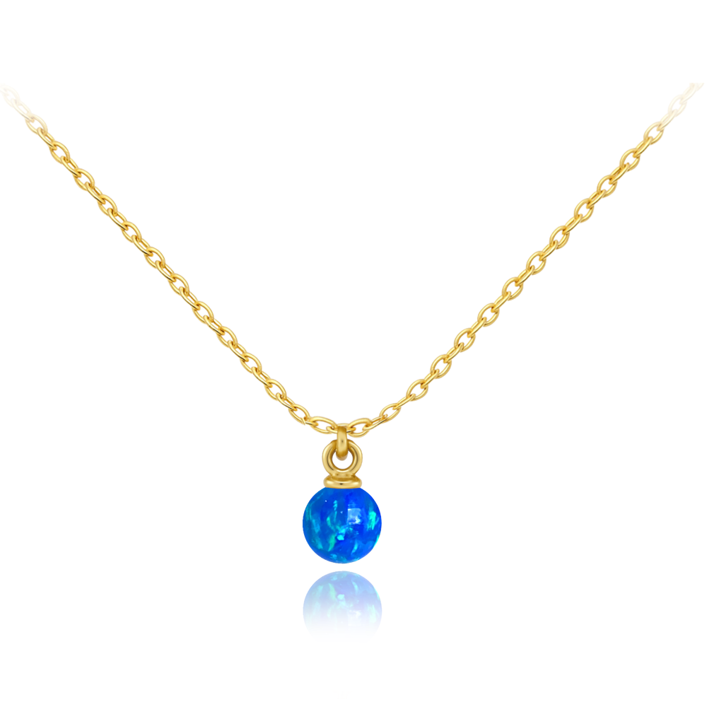 MINET Elegantní zlatý náhrdelník s modrým opálem Au 585/1000