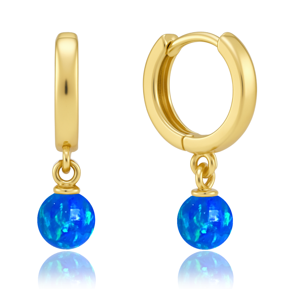 MINET Elegantní zlaté náušnice s modrým opálem Au 585/1000