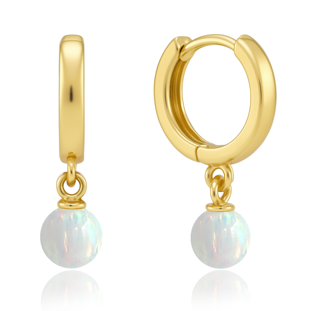 MINET Elegantní zlaté náušnice s bílým opálem Au 585/1000