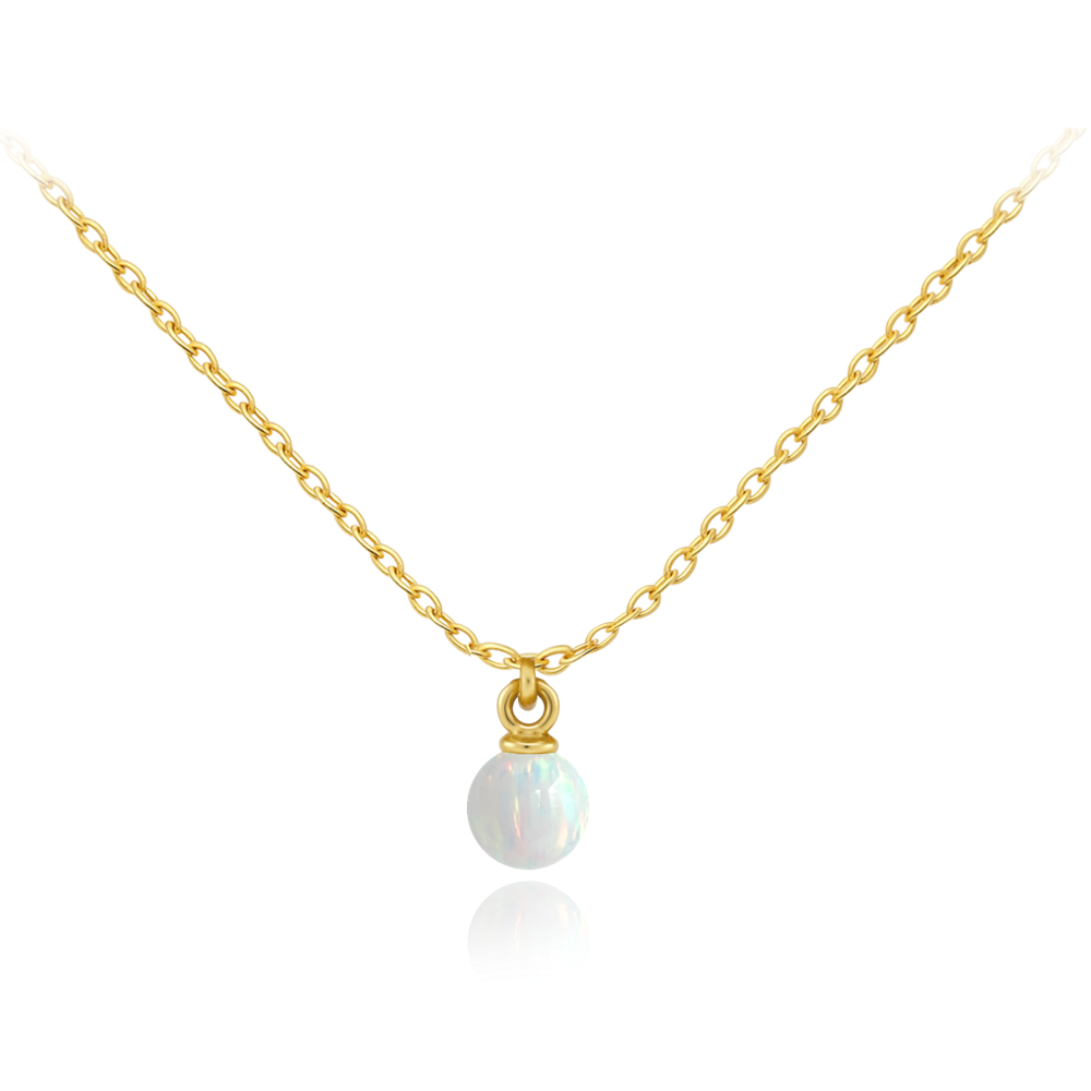MINET Elegantní zlatý náhrdelník s bílým opálem Au 585/1000