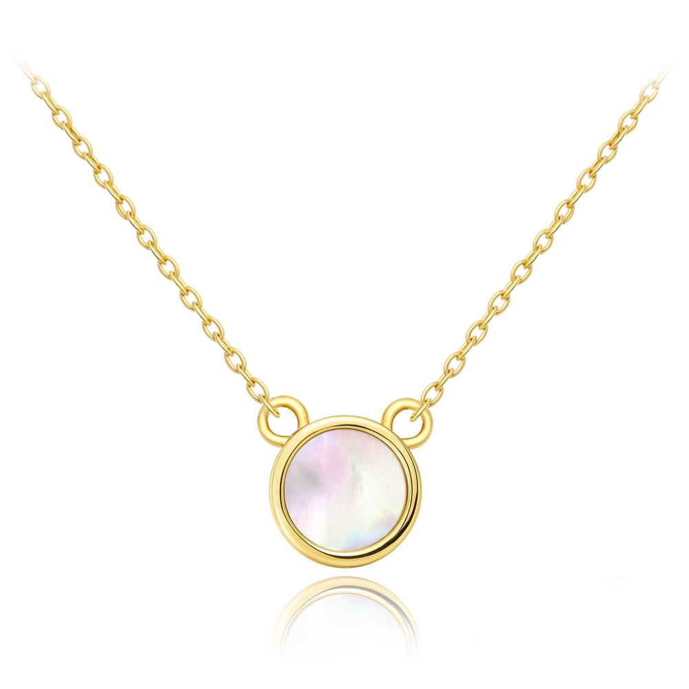 MINET Elegantní zlatý náhrdelník s bílou perletí Au 585/1000