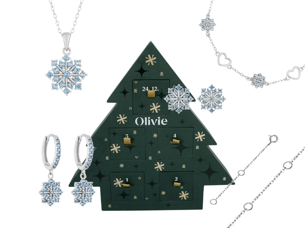 Olivie Adventní kalendář SNĚHOVÁ VLOČKA 9880 Ag 925