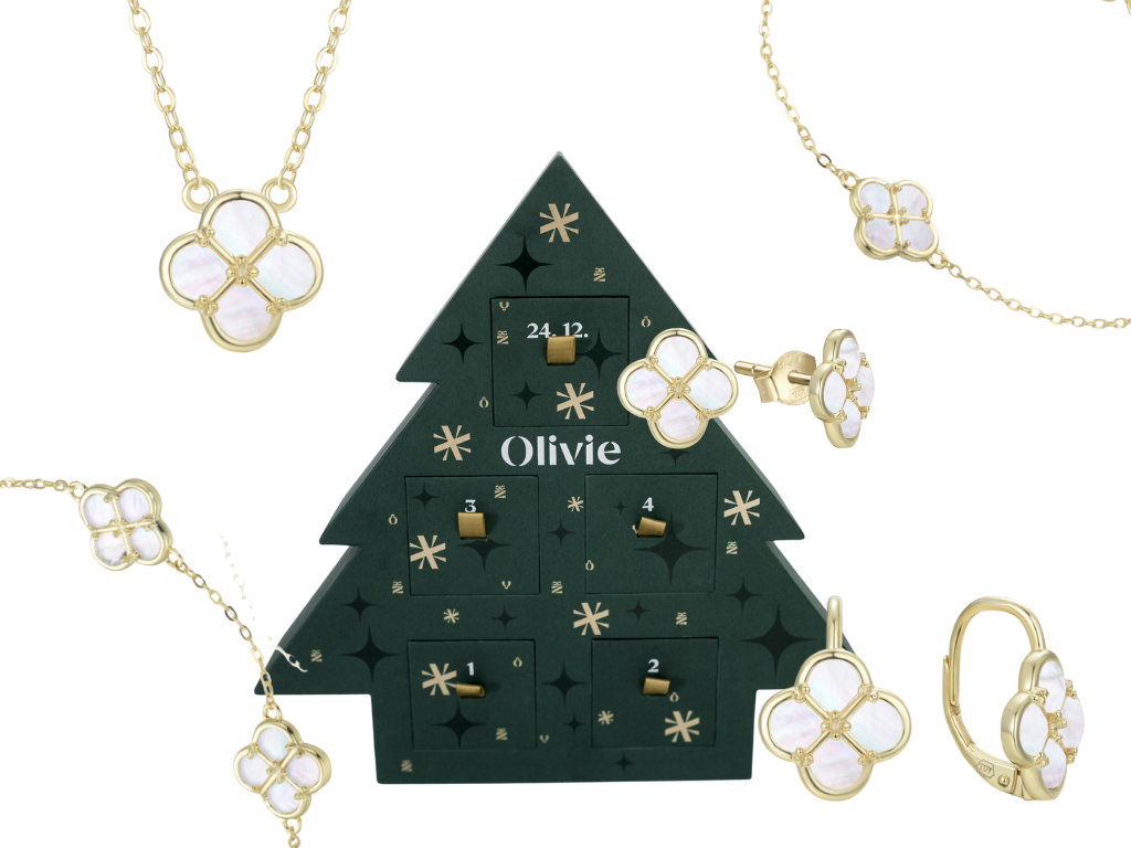 Olivie Adventní kalendář s bílou perletí TALIS GOLD 9884 Ag 925