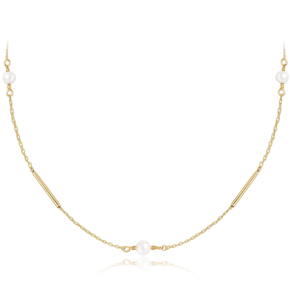 MINET Elegantní zlatý náhrdelník s perlou Au 585/1000