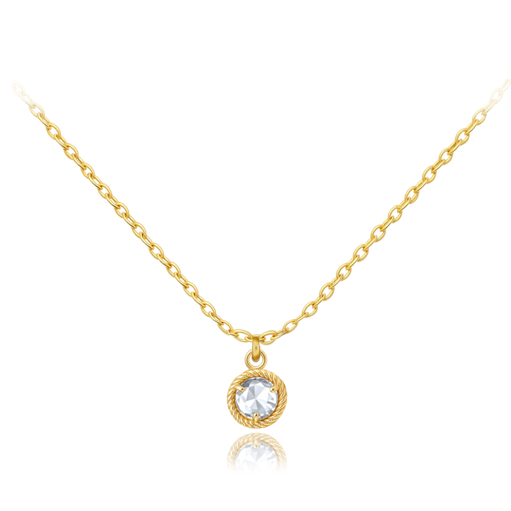 MINET Decentní zlatý náhrdelník s bílým zirkonem Au 585/1000
