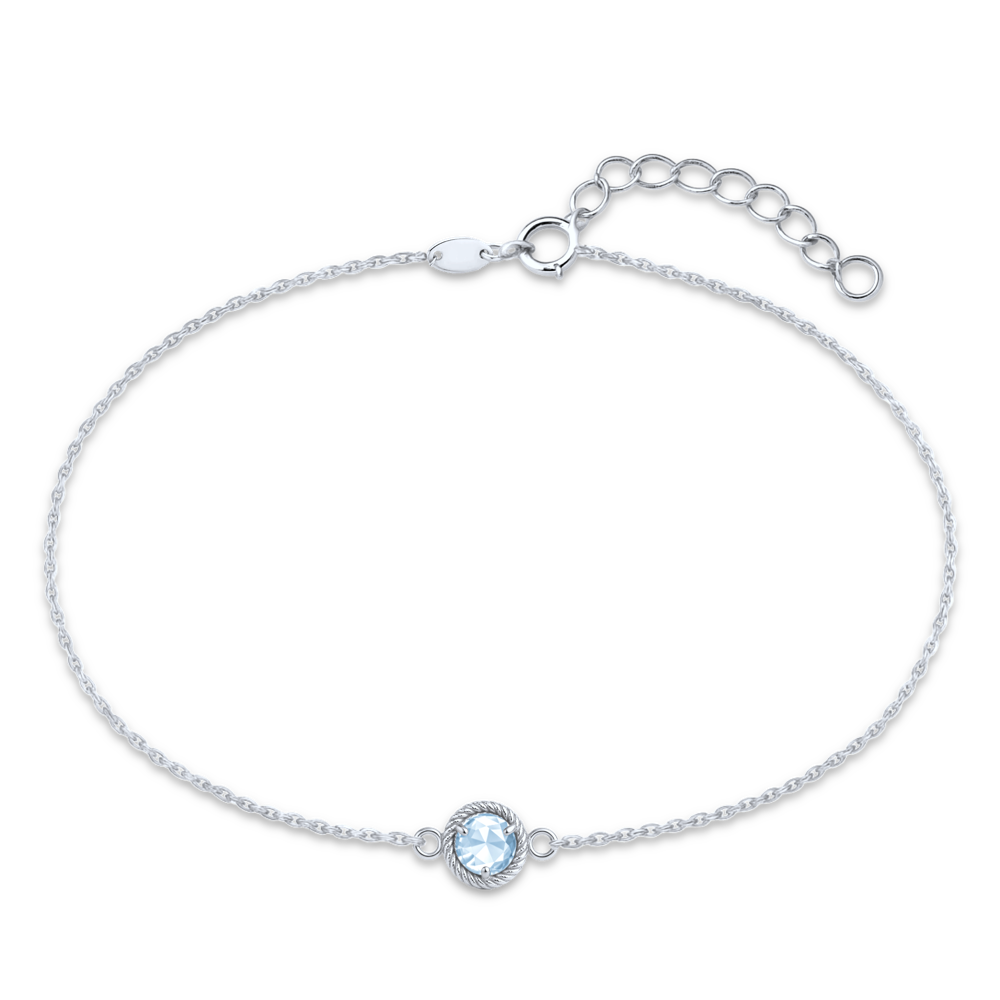 MINET Decentní náramek z bílého zlata s modrým zirkonem Au 585/1000
