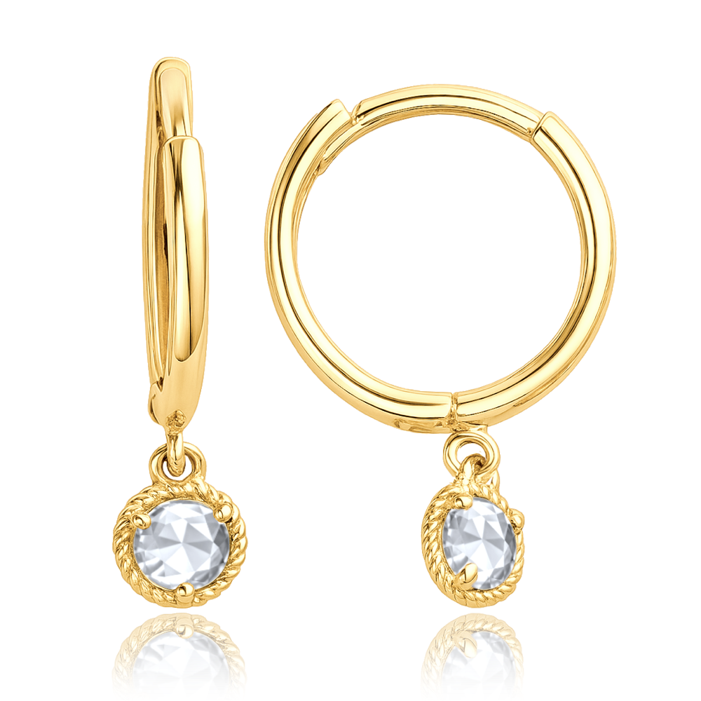 MINET Decentní zlaté náušnice s bílými zirkony Au 585/1000