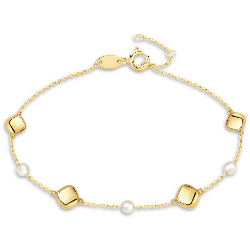 MINET Zlatý náramek s přírodními perlami Au 585/1000