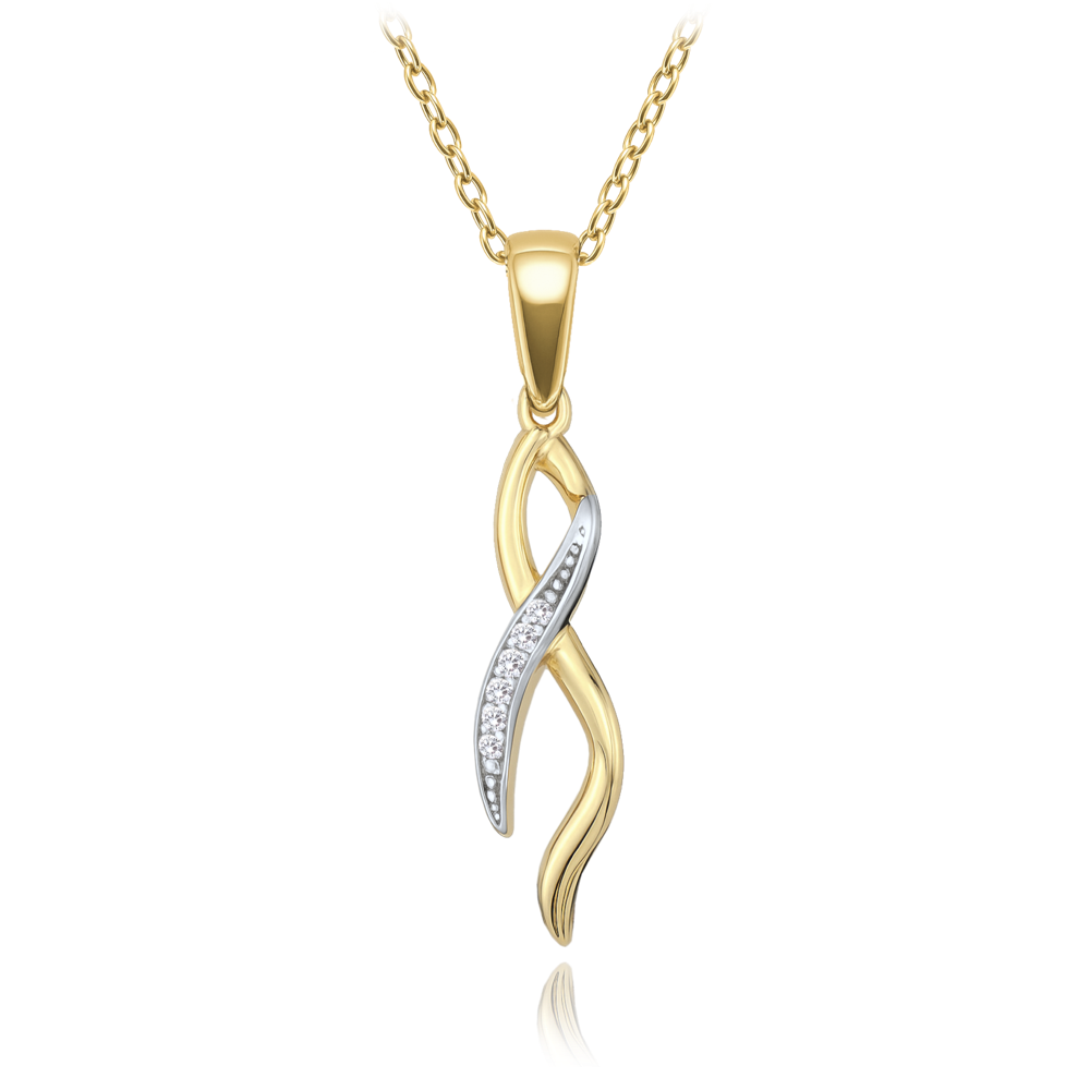 MINET Elegantní zlatý náhrdelník s bílými zirkony Au 585/1000