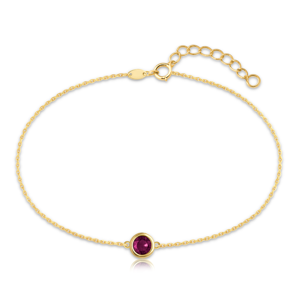 MINET Decentní zlatý náramek s červeným zirkonem Au 585/1000