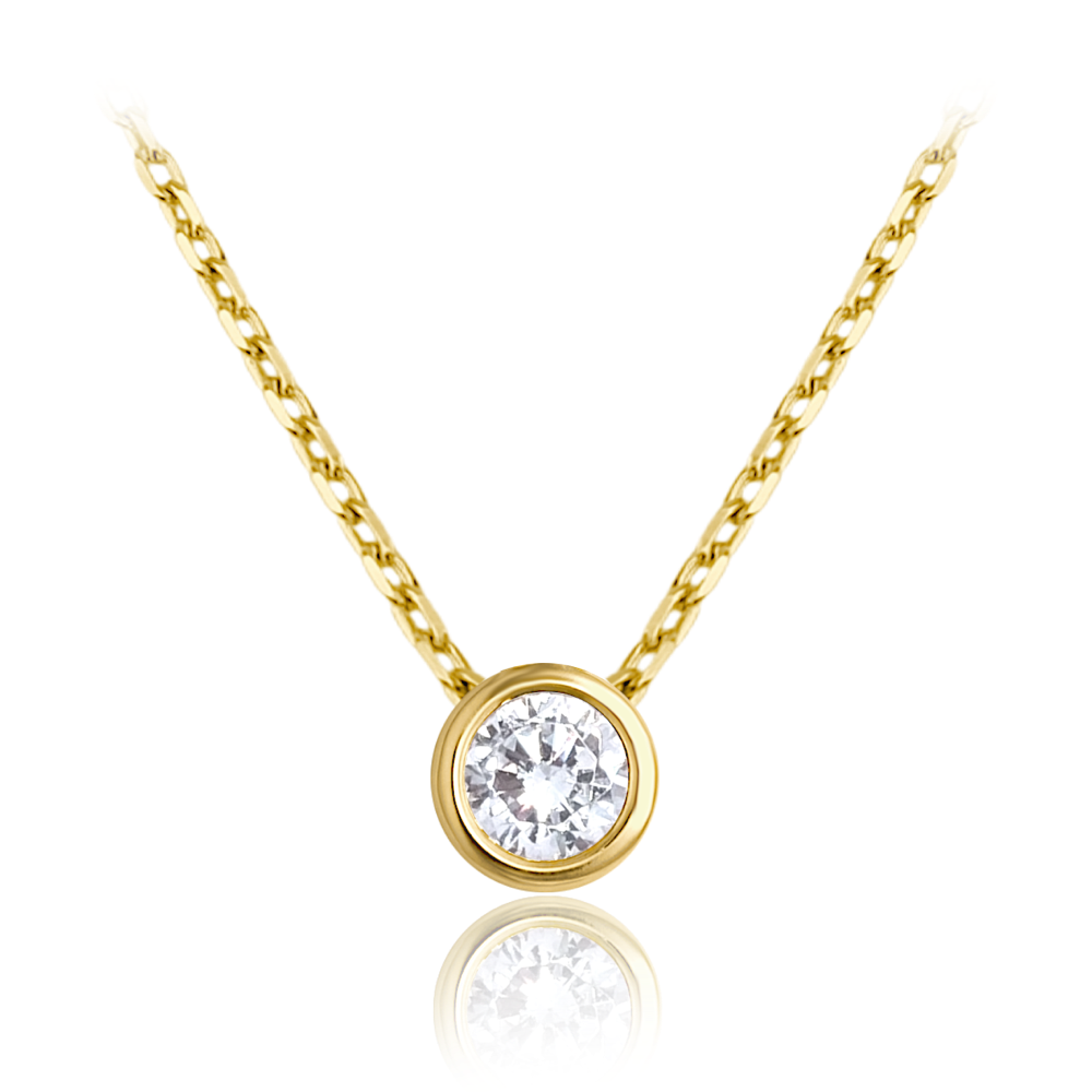 MINET Decentní zlatý náhrdelník s bílým zirkonem Au 585/1000
