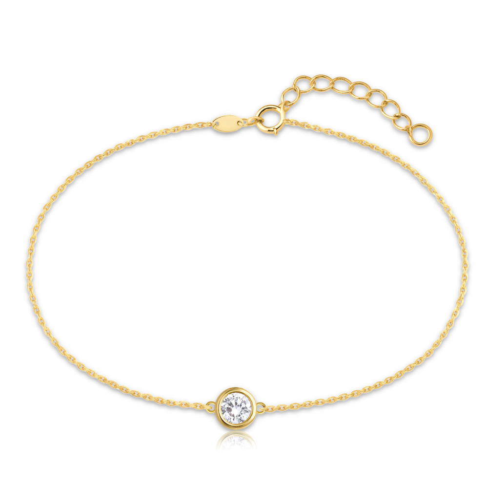 MINET Decentní zlatý náramek s bílým zirkonem Au 585/1000