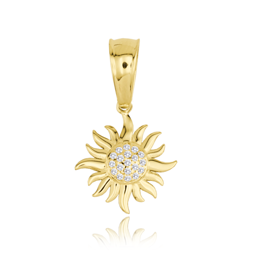 MINET Zlatý přívěs slunce s bílými zirkony Au 585/1000