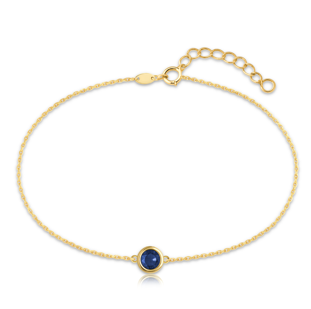 MINET Decentní zlatý náramek s modrým zirkonem Au 585/1000