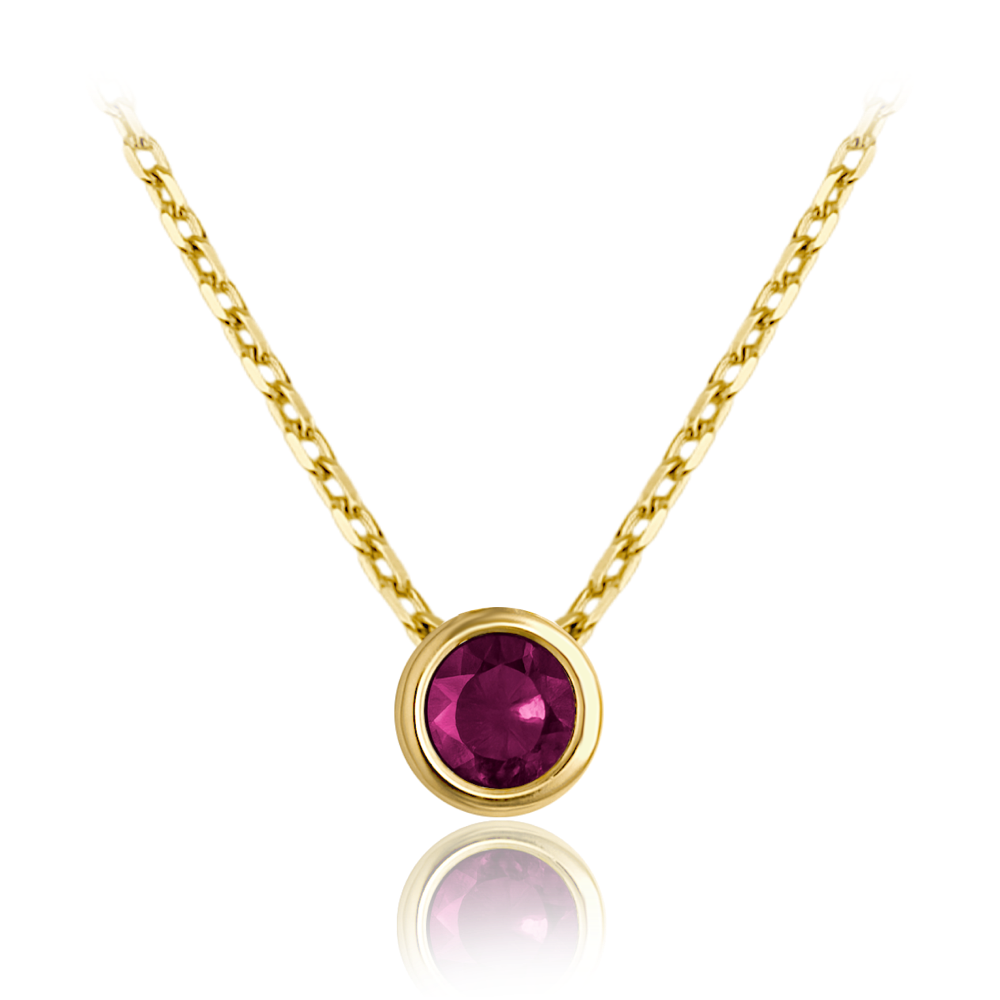 MINET Decentní zlatý náhrdelník s červeným zirkonem Au 585/1000