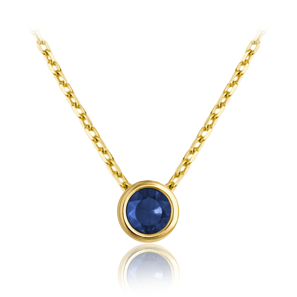 MINET Decentní zlatý náhrdelník s modrým zirkonem Au 585/1000