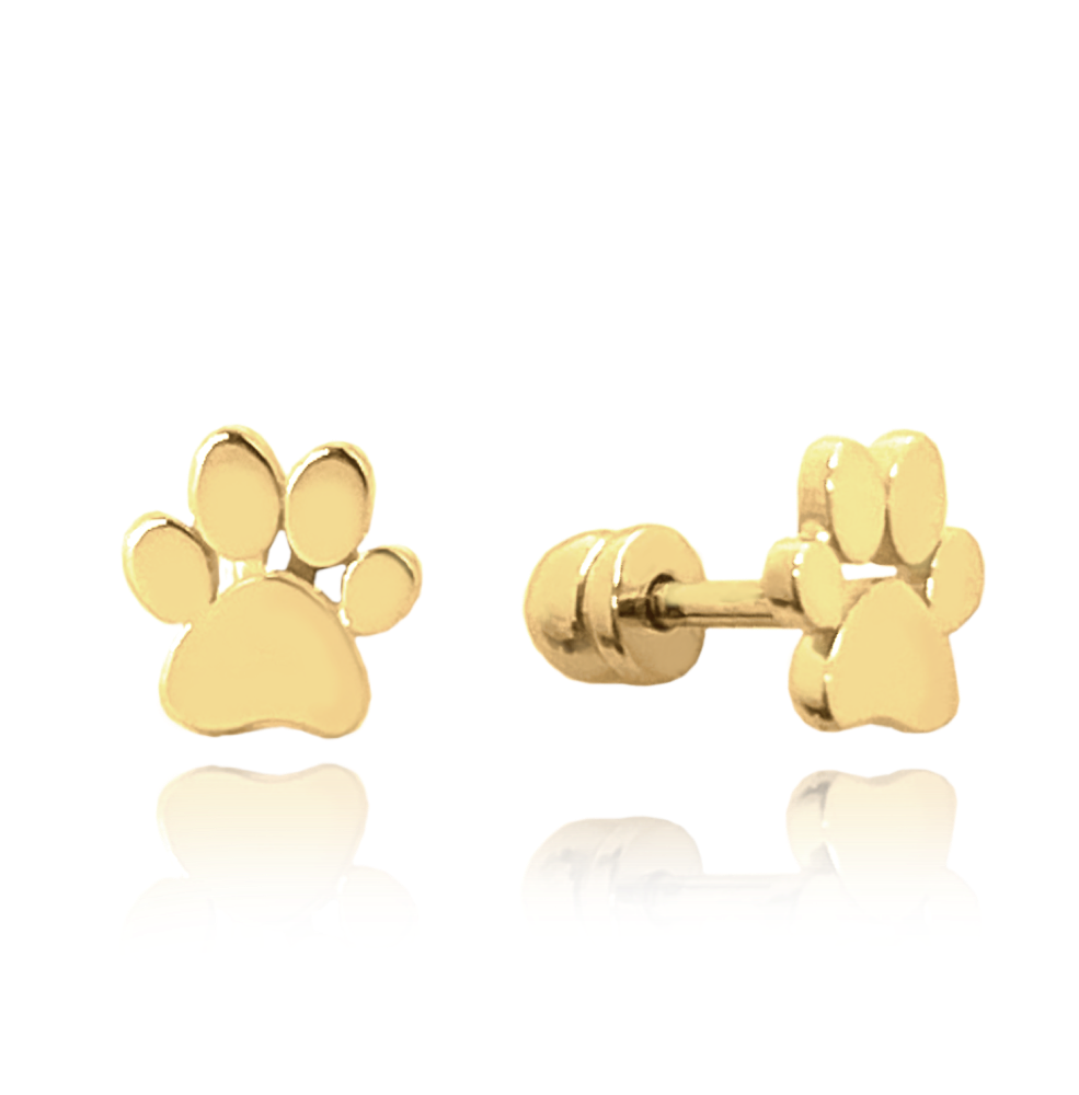 MINET Zlaté náušnice tlapky na šroubek Au 585/1000