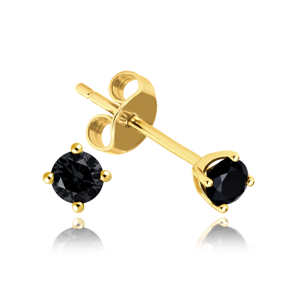 MINET Elegantní zlaté náušnice kuličky s onyxem Au 585/1000