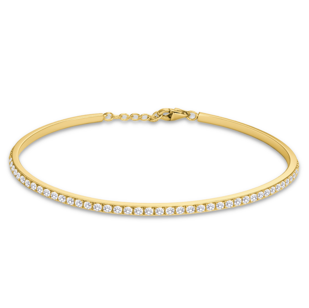 MINET Luxusní zlatý náramek s bílým zirkonem Au 585/1000