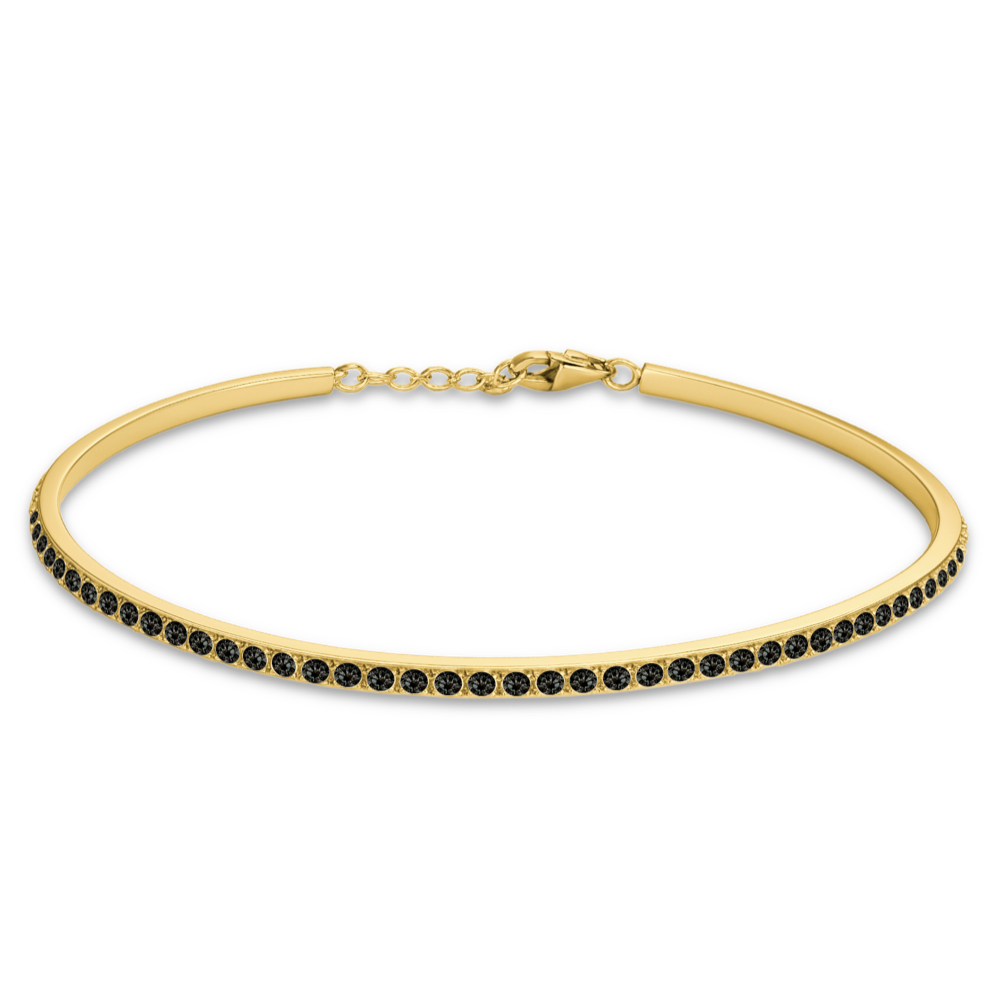 MINET Luxusní zlatý náramek s černým zirkonem Au 585/1000