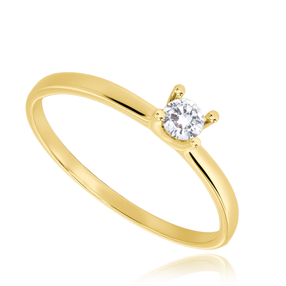 MINET Zásnubní zlatý prsten s bílým zirkonem Au 585/1000 Velikost prstenu:: 53, Hmotnost (g): 0,75