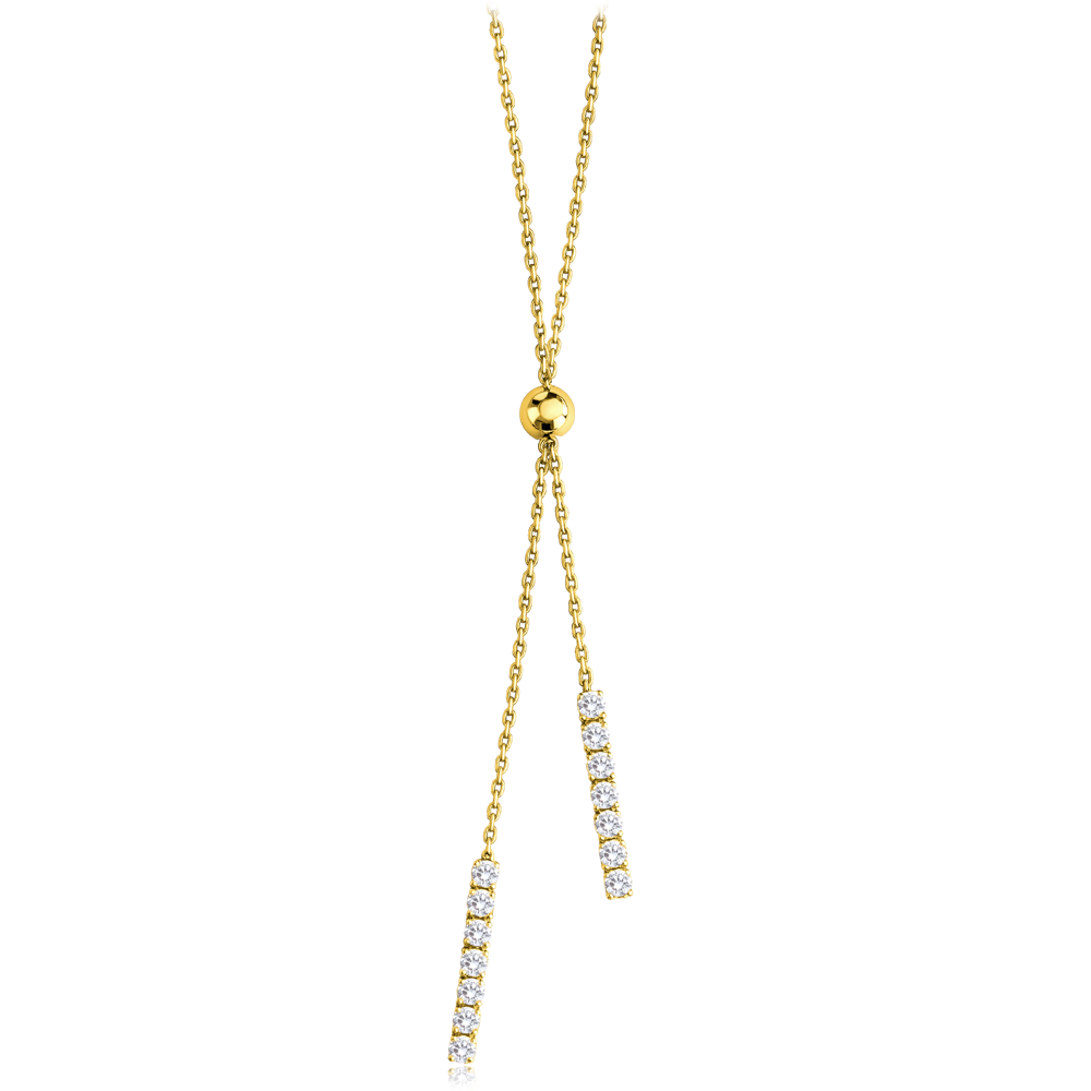 MINET Luxusní zlatý náhrdelník s bílým zirkonem Au 585/1000