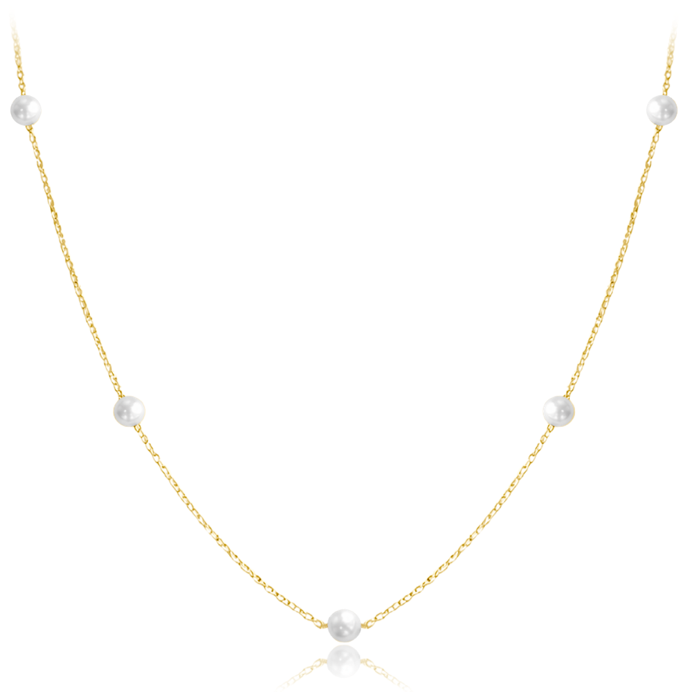 MINET Decentn&iacute; zlat&yacute; n&aacute;hrdeln&iacute;k s perlami Au 585/1000