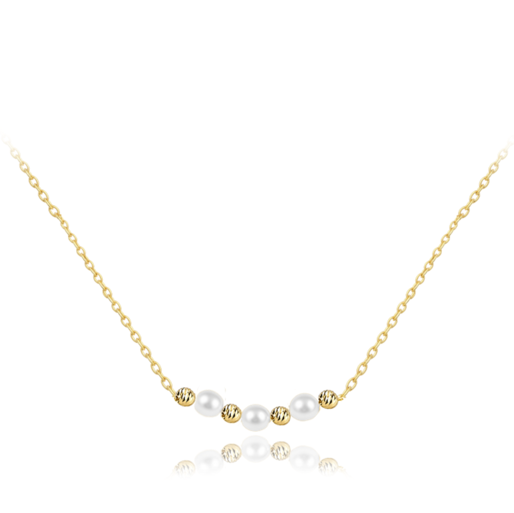 MINET Decentn&iacute; zlat&yacute; n&aacute;hrdeln&iacute;k s perlami Au 585/1000