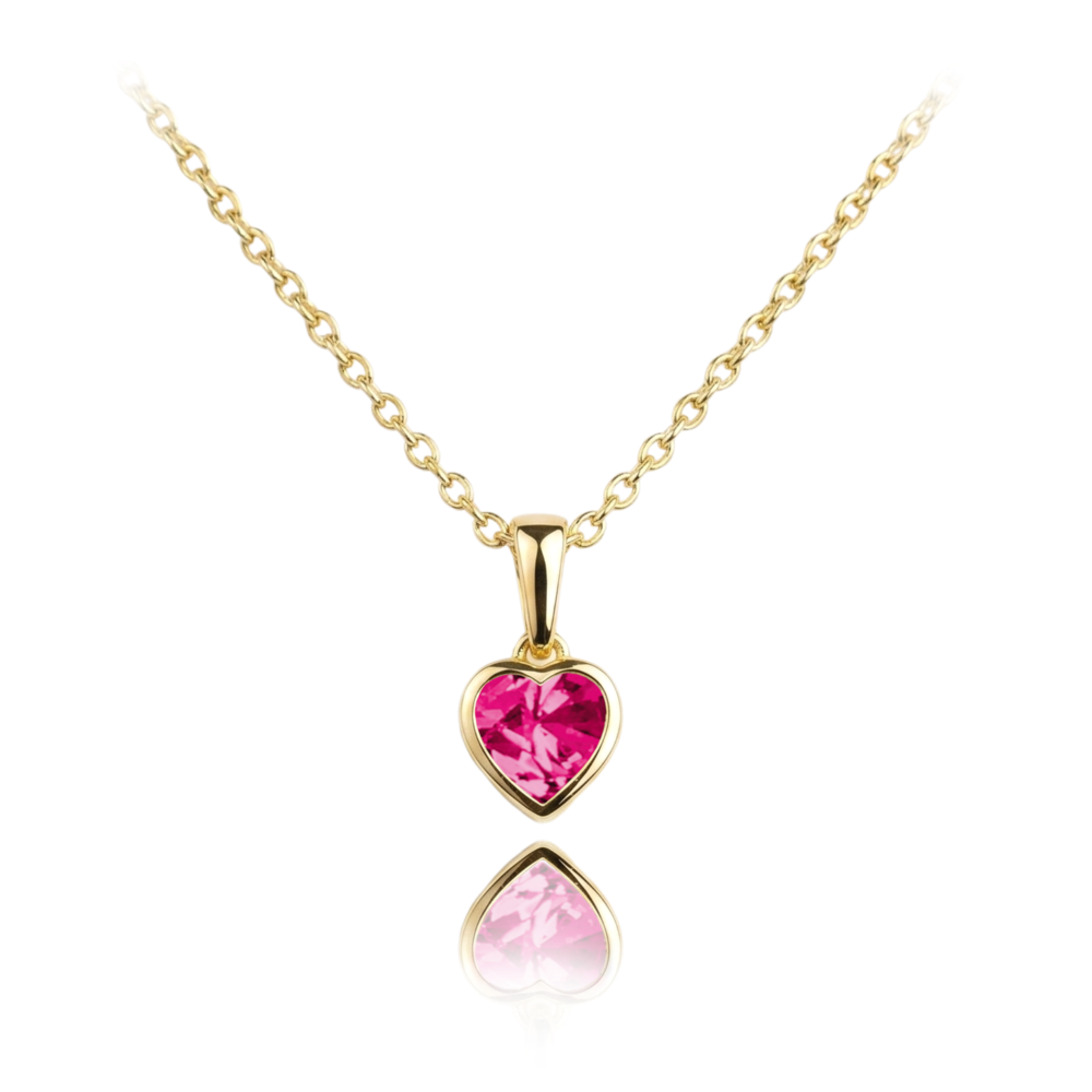 MINET Zlat&yacute; n&aacute;hrdeln&iacute;k srd&iacute;čko s růžov&yacute;m zirkonem Au 585/1000