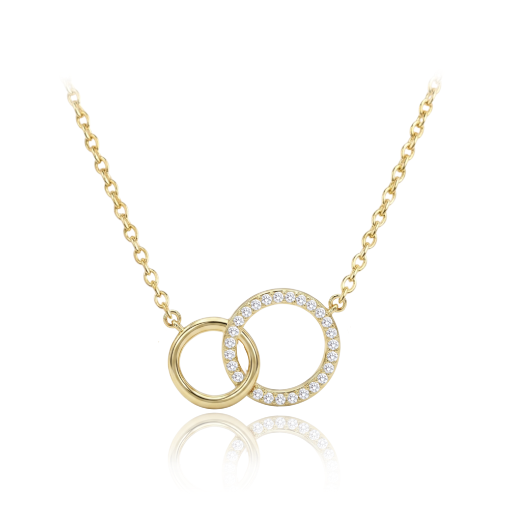 MINET Zlat&yacute; n&aacute;hrdeln&iacute;k kroužek s b&iacute;l&yacute;mi zirkony Au 585/1000