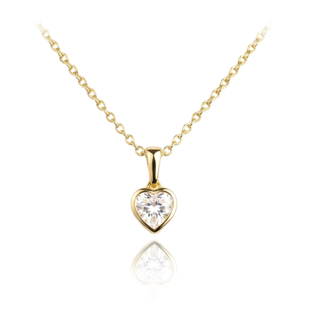 MINET Zlatý náhrdelník srdíčko s bílým zirkonem Au 585/1000