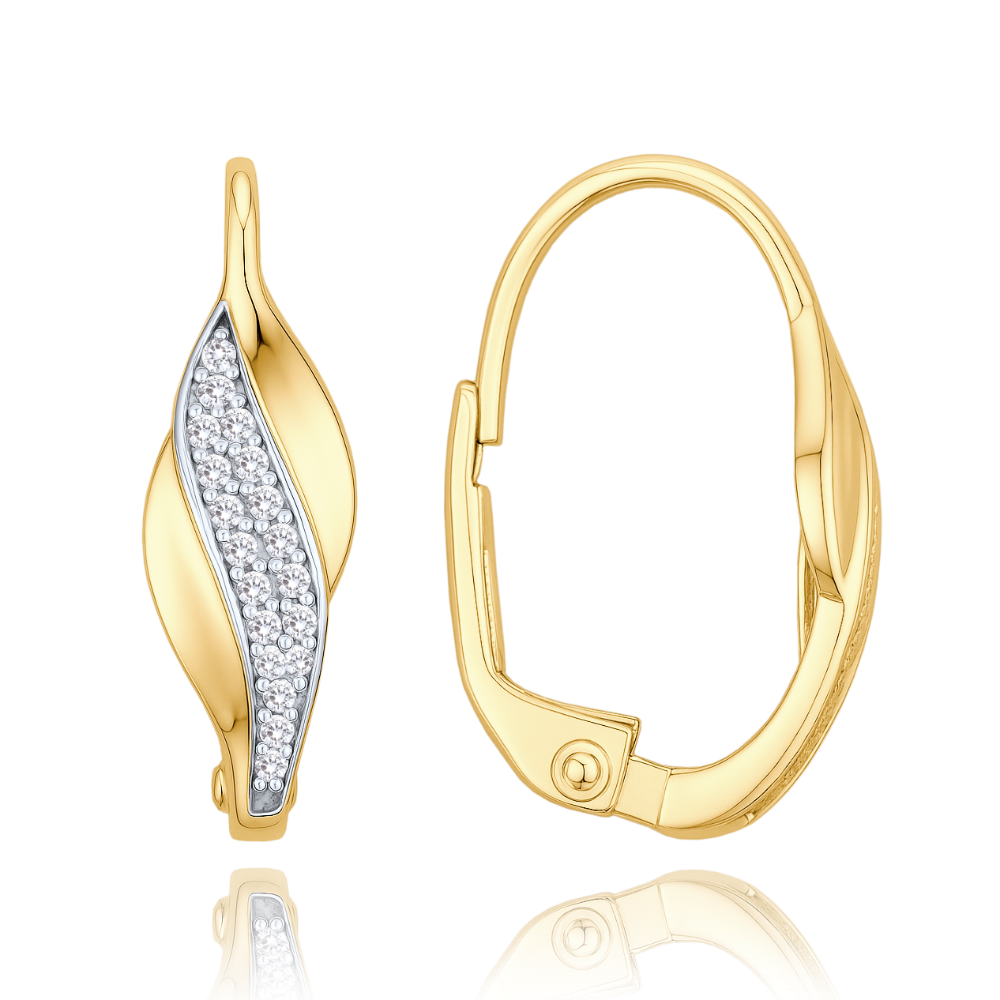 MINET Elegantní zlaté náušnice s bílými zirkony Au 585/1000