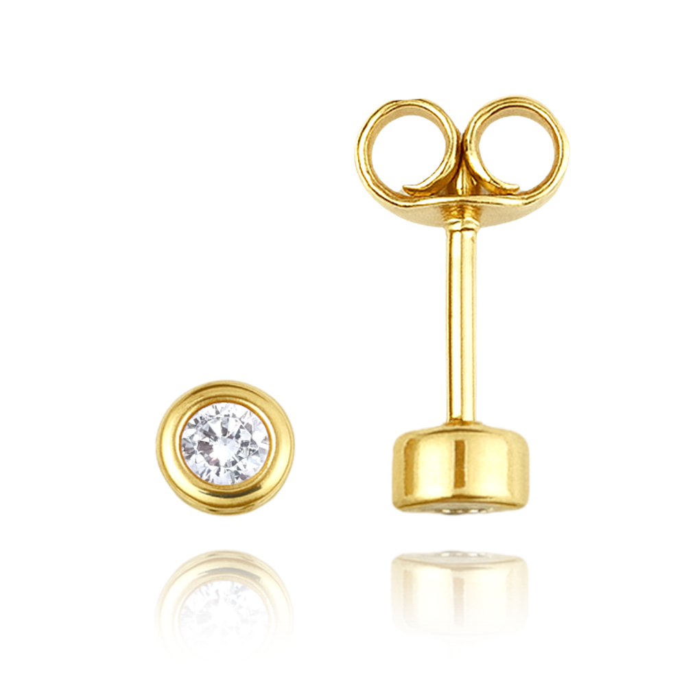 MINET Elegantní zlaté náušnice s bílými zirkony Au 585/1000