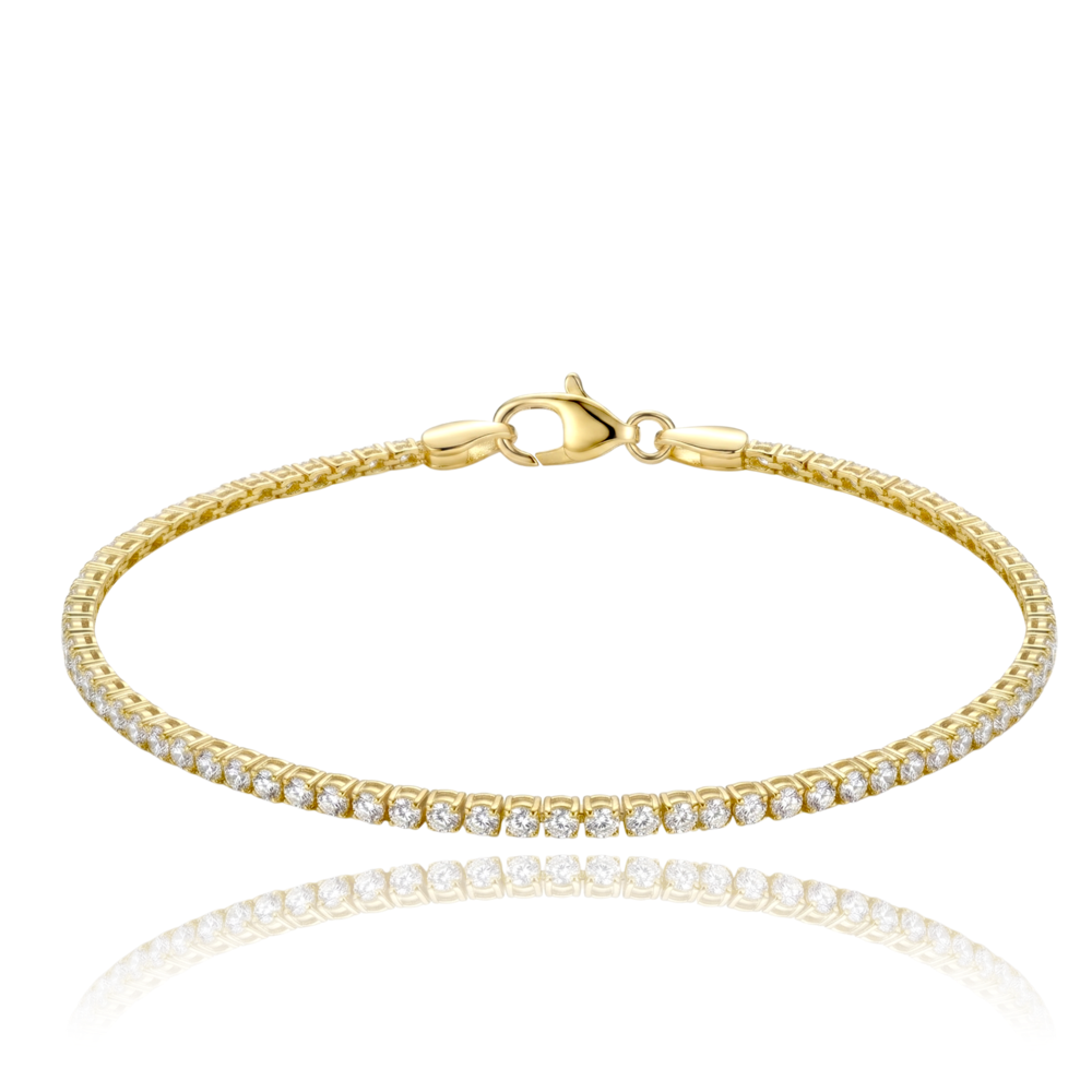 MINET Elegantní zlatý tenisový náramek s bílými zirkony Au 585/1000