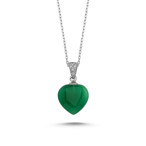 OLIVIE Stříbrný náhrdelník SRDCE GREEN 1890 Ag 925; ≤2,47 g.