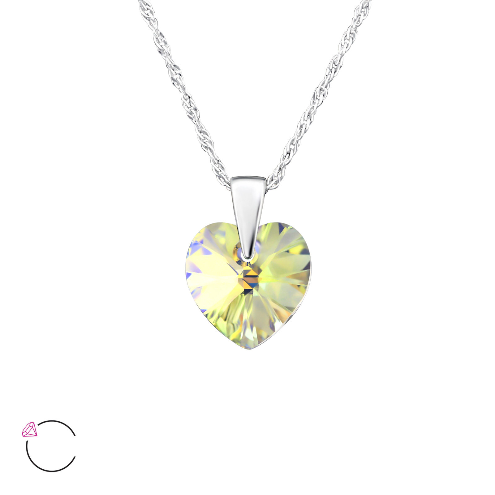Olivie  Stříbrný náhrdelník SRDCE Swarovski AB 1959 Ag 925; ≤1,5 g.
