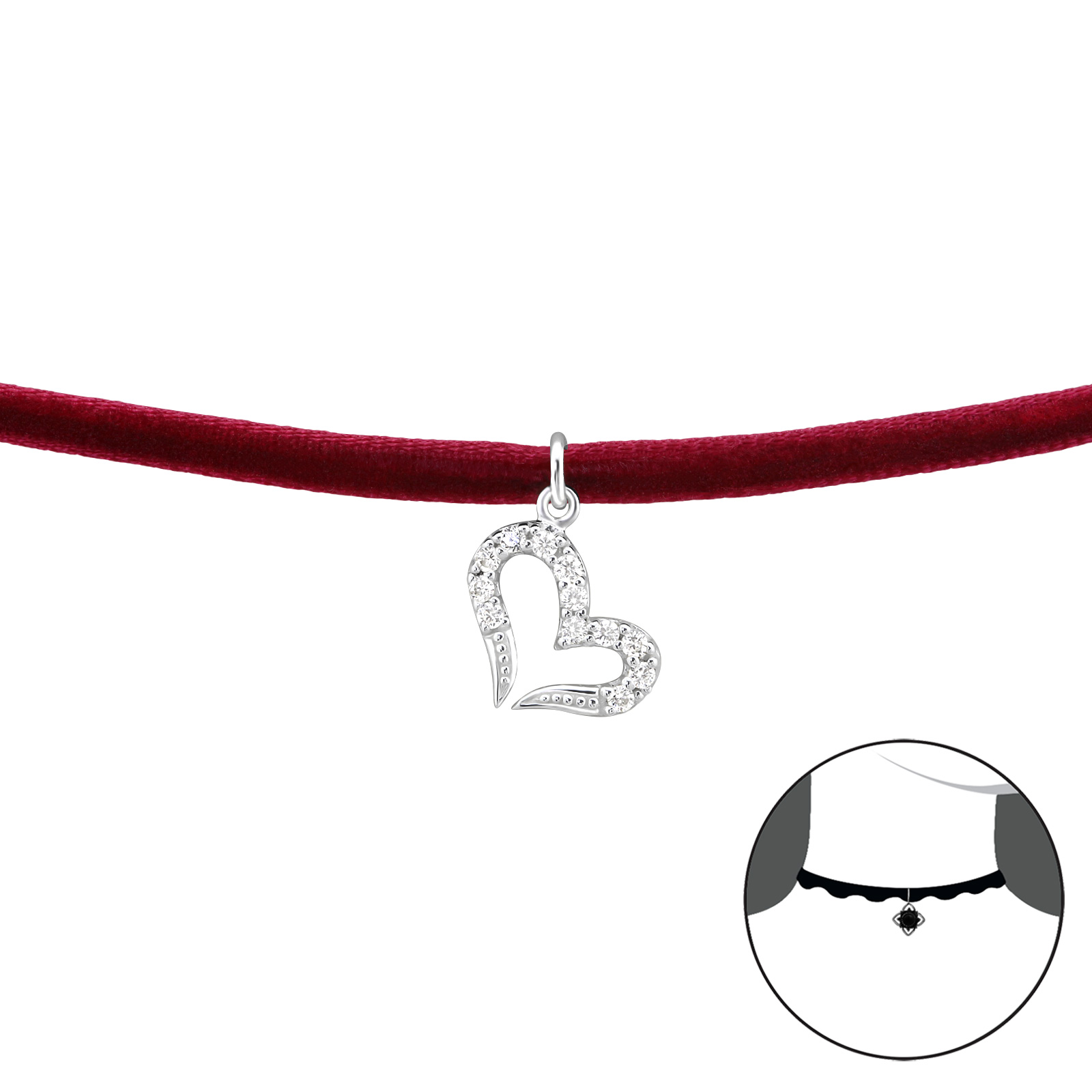 OLIVIE CHOKER náhrdelník SRDCE se zirkony 2488