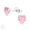Stříbrné náušnice SRDCE Swarovski ROSE light