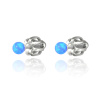 Stříbrné náušnice mini kuličky na šroubek 3mm MODRÝ OPÁL, vhodné i do druhé ušní dírky.