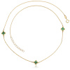 Zlatý náhrdelník čtyřlístky se zeleným malachitem Au 585/1000